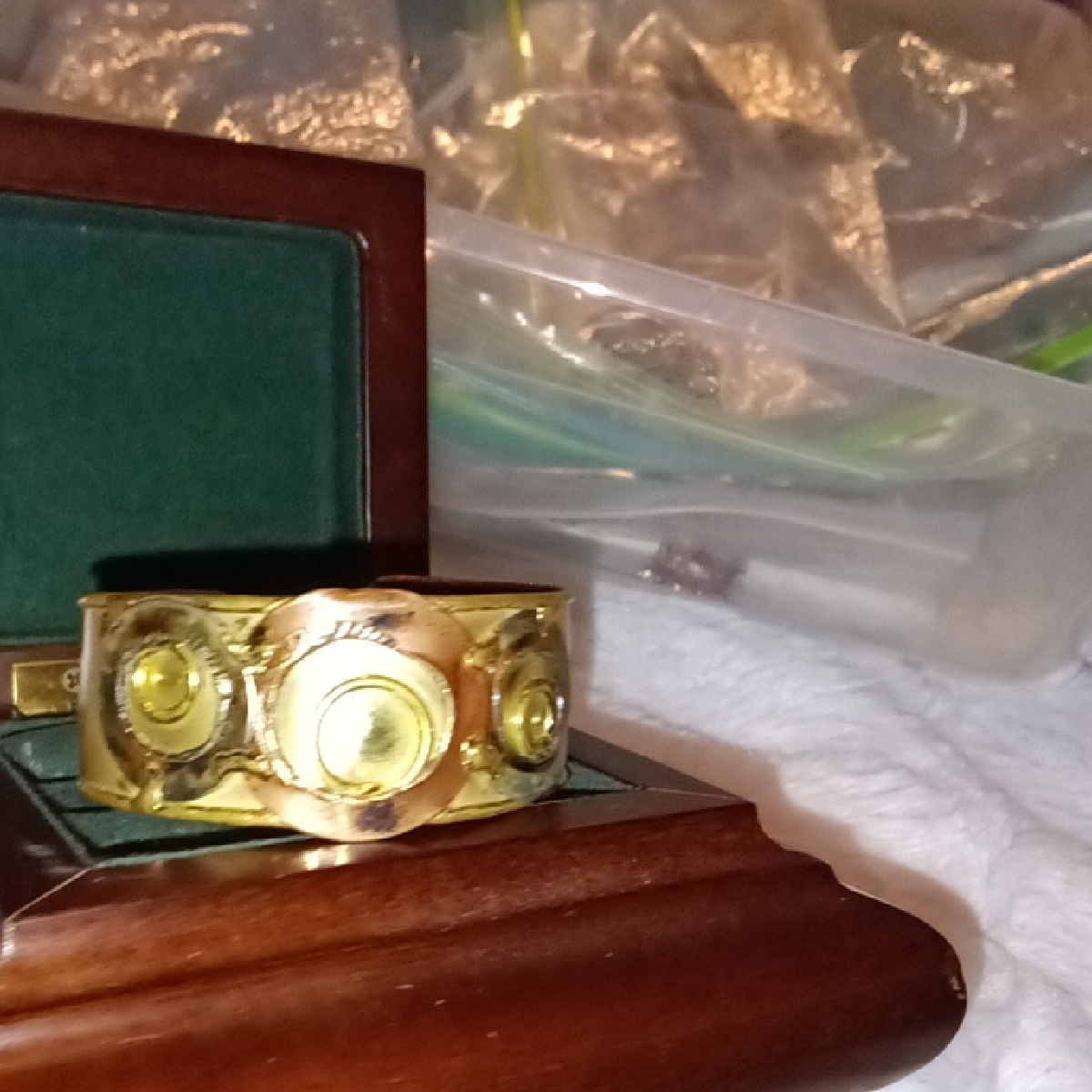 Gold And Green Bangle Bracelet